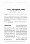 Research paper thumbnail of Chinese Investments in Italy: Is the Wave Arriving