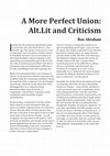 Research paper thumbnail of A More Perfect Union: Alt.Lit and Criticism