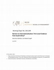 Research paper thumbnail of Barriers to Internationalisation: Firm-Level Evidence from South Africa