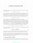 Research paper thumbnail of Calculus of variations (II)