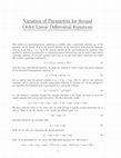 Research paper thumbnail of Variation of parameters for second order linear differential equations