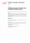 Research paper thumbnail of Grätz, Tilo. 2000. La Rébellion De Kaba (1916-1917) dans l'Imaginaire Politique Au Bénin. Cahiers d'Ètudes Africaines  40, no. 160: 675-704.