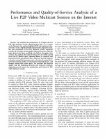 Research paper thumbnail of Performance and Quality-of-Service Analysis of a Live P2P Video Multicast Session on the Internet