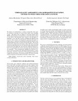 Research paper thumbnail of Video Quality Assessment and Comparative Evaluation of Peer-to-Peer Video Streaming Systems