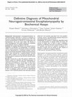 Research paper thumbnail of Definitive Diagnosis of Mitochondrial Neurogastrointestinal Encephalomyopathy by Biochemical Assays