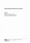 Research paper thumbnail of PSICOLOGIA(S): SINGULAR OU PLURAL