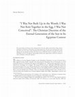 Research paper thumbnail of "I Was Not Built Up in the Womb, I Was Not Knit Together in the Egg, I Was Not Conceived": The Christian Doctrine of the Eternal Generation of the Son in Its Egyptian Context