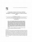 Research paper thumbnail of Comparative Analysis for Various Artificial Intelligence Techniques Applied to Induction Motor Drive