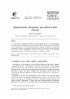 Research paper thumbnail of Reductionism, Emergence, and Effective Field Theories