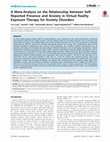 Research paper thumbnail of A Meta-Analysis on the Relationship between Self- Reported Presence and Anxiety in Virtual Reality Exposure Therapy for Anxiety Disorders