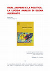 Research paper thumbnail of Karl Jaspers e la politica. La lucida analisi di Elena Alessiato