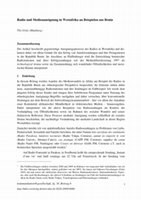 Research paper thumbnail of Grätz, Tilo. 2009. Radio und Medienaneignung in Westafrika an Beispielen aus Benin.    kommunikation@gesellschaft  10, chapter: 6