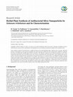 Research paper thumbnail of Herbal Plant Synthesis of Antibacterial Silver Nanoparticles by Solanum trilobatum and Its Characterization