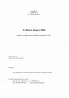 Research paper thumbnail of Ivan Illich To Honor Jaques Ellul