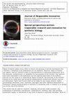 Research paper thumbnail of Special perspectives section: responsible research and innovation for synthetic biology