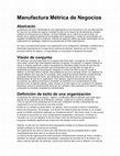 Research paper thumbnail of Manufactura Metrica de Negocios Ensayo