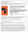 Research paper thumbnail of Grätz, Tilo 2013. New Media Entrepreneurs and Changing Styles of Public Communication in Africa. Journal of African Cultural Studies 25(1): 1-13.