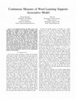 Research paper thumbnail of Continuous measure of word learning supports associative model