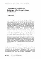 Research paper thumbnail of Communities in Question: Sociality and Solidarity in Nancy and Blanchot