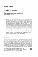 Research paper thumbnail of Judging justice: The strange responsibility of deconstruction