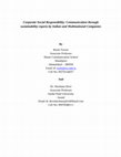 Research paper thumbnail of Corporate Social Responsibility: Communication through sustainability reports by Indian and Multinational Companies