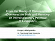 Research paper thumbnail of FROM THE THEORY OF COMMUNITIES  (COENOSES) TO STYLE AND HARMONY: ON INTERDISCIPLINARY POTENTIAL OF LINGUISTICS