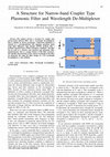 Research paper thumbnail of A Structure for Narrow-band Coupler Type  Plasmonic Filter and Wavelength De-Multiplexer