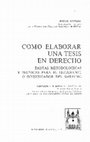 Research paper thumbnail of COMO ELABORAR UNA TESIS DE DERECHO JORGE WITKER