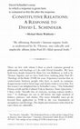 Research paper thumbnail of Constitutive Relations: Response to David Schindler