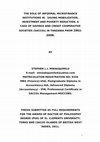 Research paper thumbnail of THE ROLE OF INFORMAL MICROFINANCE INSTITUTIONS IN   SAVING MOBILIZATION, INVESTMENT AND POVERTY REDUCTION. A CASE OF SAVINGS AND CREDIT COOPERATIVE SOCIETIES (SACCOs) IN TANZANIA FROM 1961-2008.