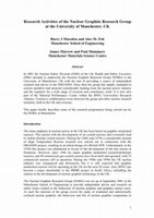 Research paper thumbnail of RESEARCH ACTIVITIES OF THE NUCLEAR GRAPHITE RESEARCH GROUP AT THE UNIVERSITY OF MANCHESTER UK