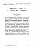 Research paper thumbnail of “Information Troops” – a Russian Cyber Command?