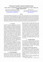 Research paper thumbnail of Performance evaluation of speech translation systems