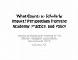 Research paper thumbnail of What counts as scholarly impact:  Perspectives from the academy, practice, and policy