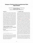 Research paper thumbnail of Subspace clustering using log-determinant rank approximation