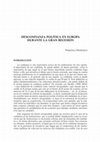 Research paper thumbnail of "Desconfianza política en Europa durante la Gran Recesión". En Ludolfo Paramio ed. Desafección política y gobernabilidad: el reto político