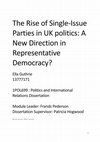 Research paper thumbnail of The rise of single issue parties in UK politics: A new venture in representative democracy?