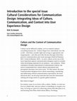 Research paper thumbnail of Cultural Considerations for Communication Design: Integrating Ideas of Culture, Communication, and Context into User Experience Design