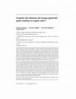 Research paper thumbnail of Acquérir des éléments du lexique génératif : quels résultats et à quels coûts ?