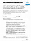 Research paper thumbnail of Evolution of patients' complaints in a French university hospital: is there a contribution of a law regarding patients' rights?