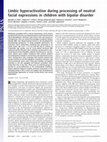 Research paper thumbnail of Limbic hyperactivation during processing of neutral facial expressions in children with bipolar disorder