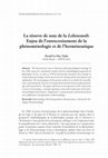 Research paper thumbnail of La réserve de sens de la Lebenswelt. Enjeu de l'entrecroisement de la phénoménologie et de l'herméneutique