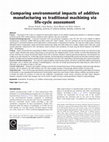 Research paper thumbnail of Comparing Environmental Impacts of Additive Manufacturing vs. Traditional Machining via Life-Cycle Assessment