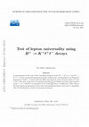 Research paper thumbnail of Test of lepton universality using B+ →k+l+l- decays