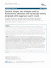 Research paper thumbnail of Genomic insights into strategies used by Xanthomonas albilineans with its reduced artillery to spread within sugarcane xylem vessels