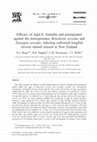 Research paper thumbnail of Efficacy of Aqui-S, formalin and praziquantel against the monogeneans, Benedenia seriolae and Zeuxapta seriolae, infecting yellowtail kingfish Seriola lalandi lalandi in New Zealand