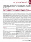 Research paper thumbnail of Patterns of Recurrence and Long-Term Survival After Curative Resection of Localized Fibrous Tumors of the Pleura