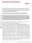 Research paper thumbnail of A rapid and efficient single-cell manipulation method for screening antigen-specific antibody–secreting cells from human peripheral blood