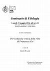 Research paper thumbnail of Per l'edizione critica delle rime di Francesco Cei