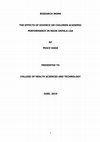 Research paper thumbnail of THE EFFECTS OF DIVORCE ON CHILDREN ACADEMIC PERFORMANCE IN NGOR OKPALA LGA